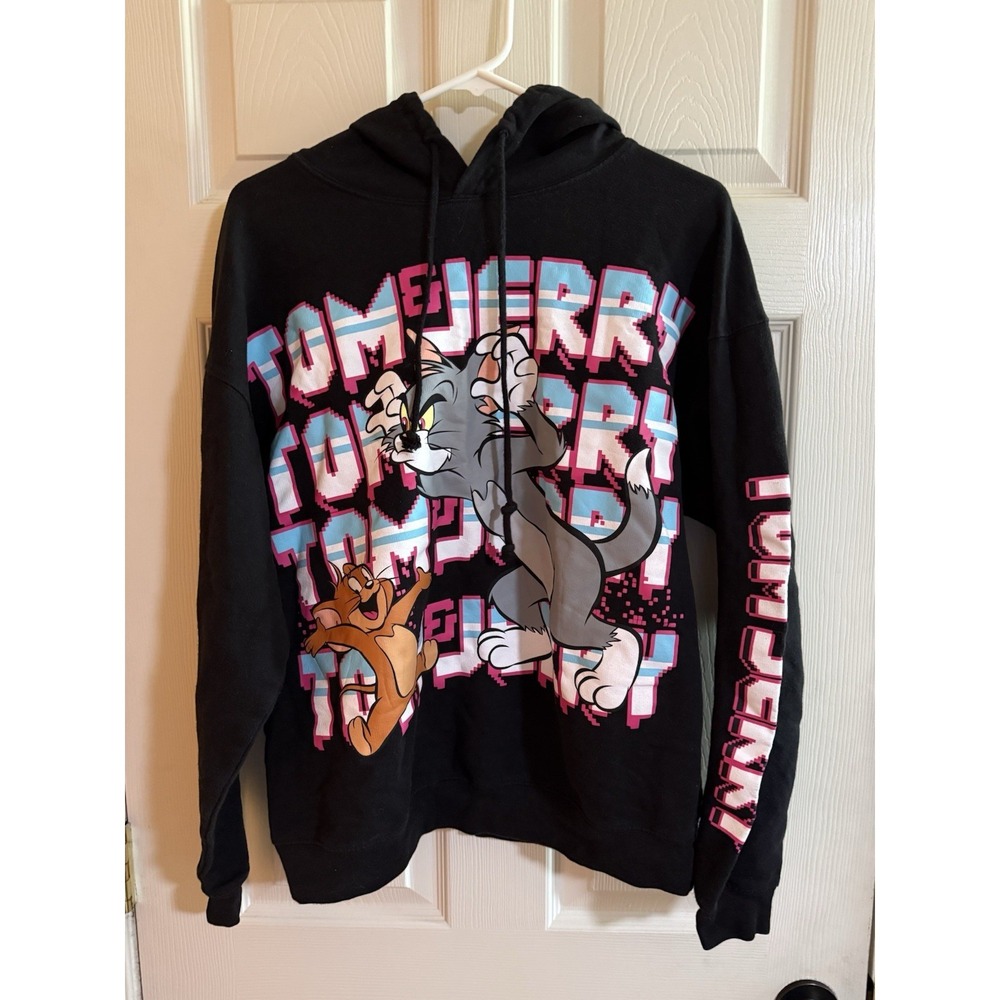 Tom and Jerry Cartoon graphics  hoodie  Men's xl  Black Pullover‎